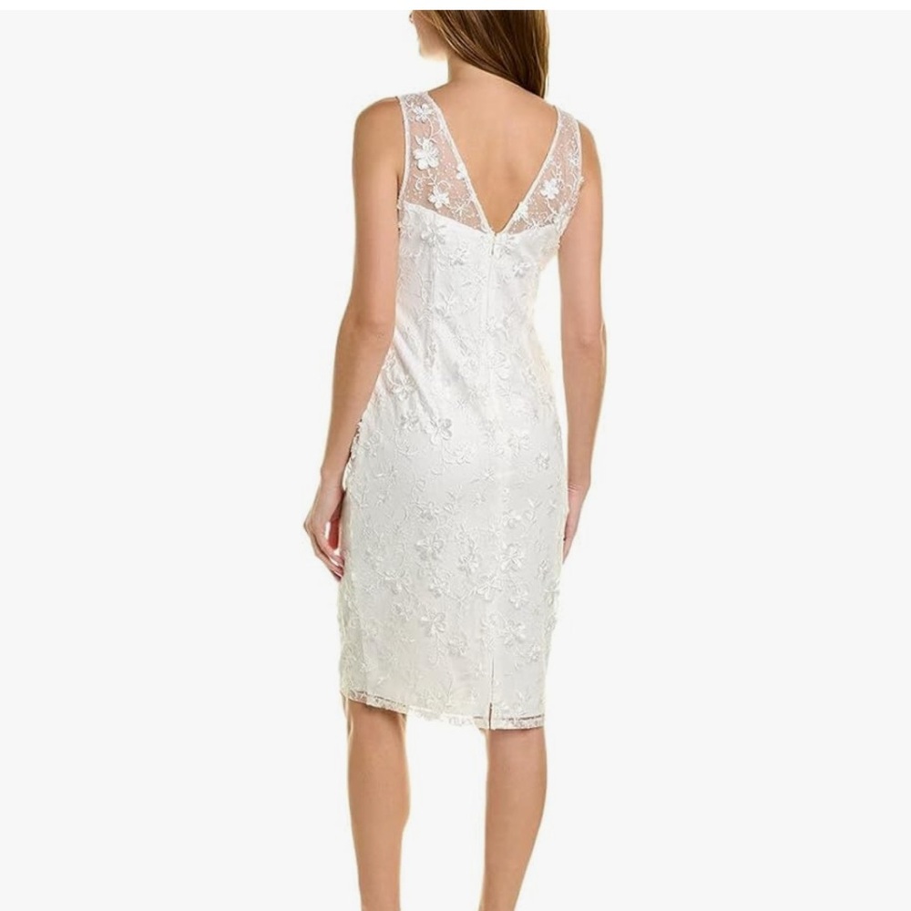 Adrianna Papell Ivory Floral Lace Midi Dress